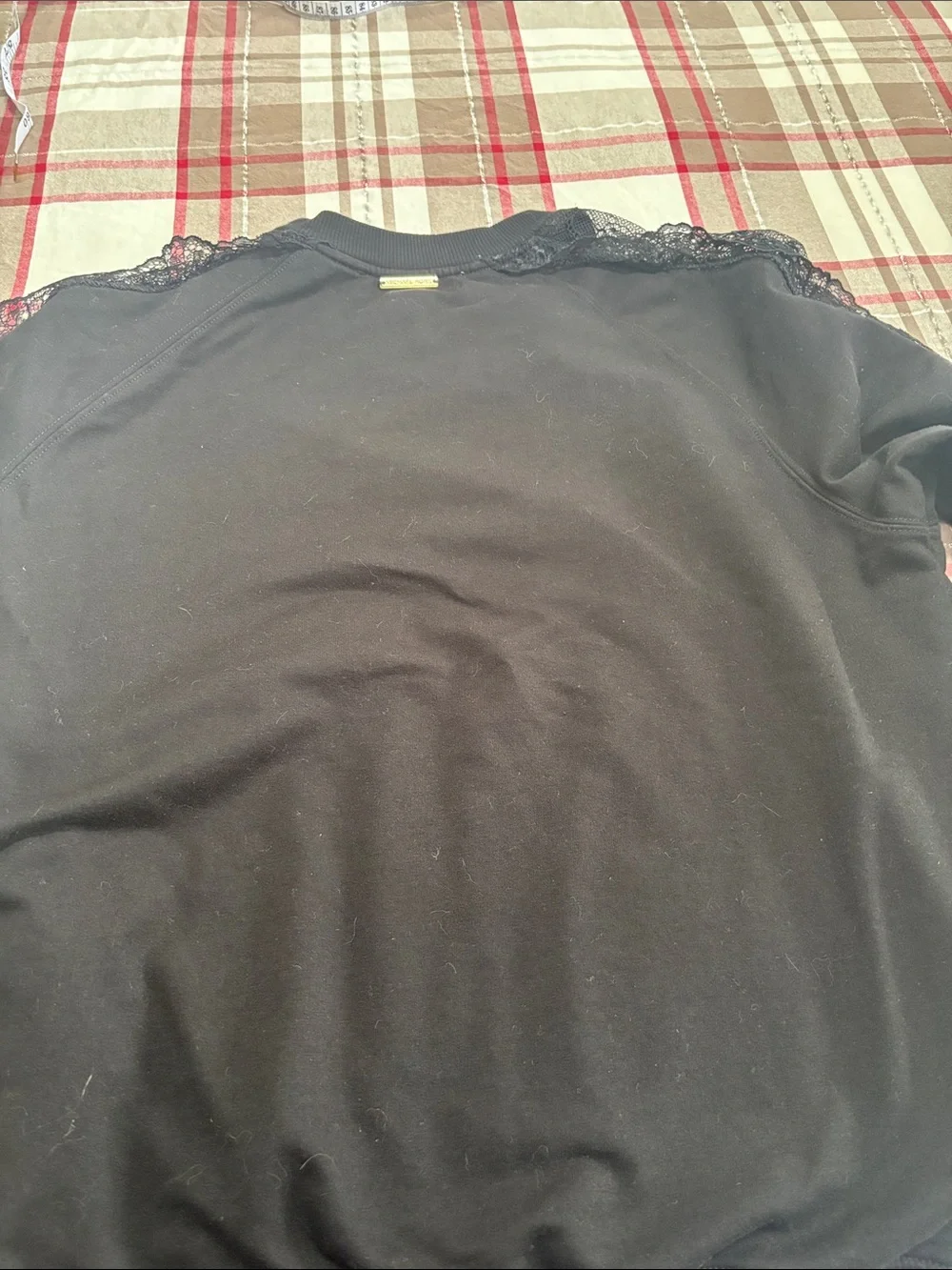 Michael Kors Black Lace-Trim Raglan Pullover